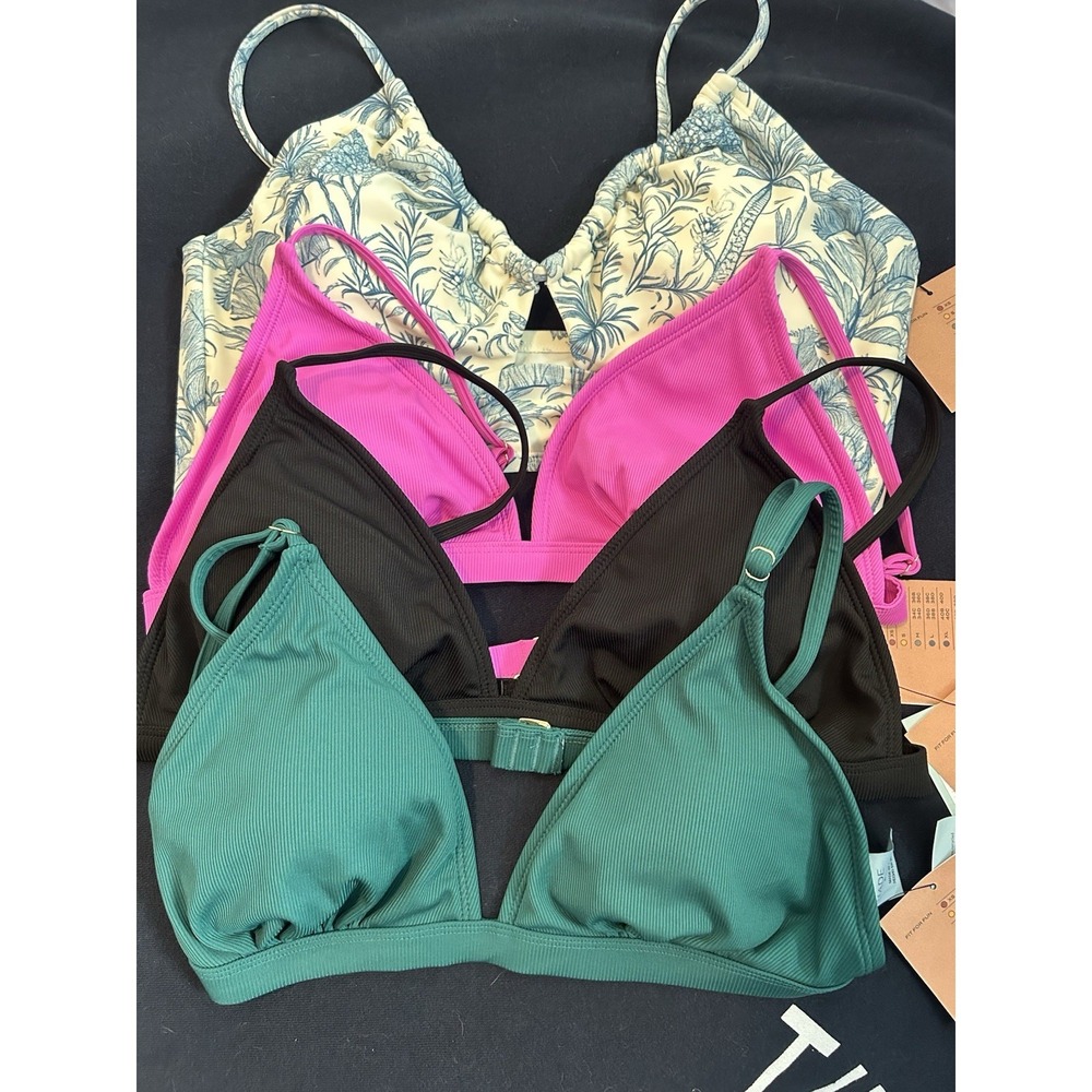 New Lot Shade And Shore Womens Large 12 14 Built Bra Strappy Bralette Bikini Top